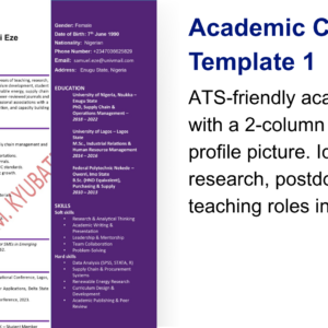 Academic CV Template 1