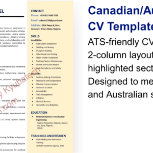 Canadian/Australian CV Template 1