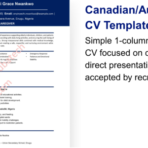 Canadian/Australian CV Template 3