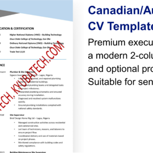 Canadian/Australian CV Template 4